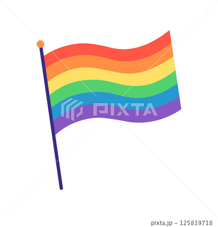 Rainbow flag waving in the wind. Hand drawn vector illustration. Rainbow flag waving in the wind. Hand drawn vector illustration. 125819718