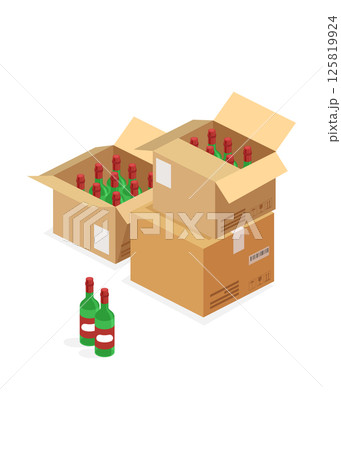 Bottles of wine in an open cardboard box stock illustration Bottles of wine in an open cardboard box stock illustration 125819924