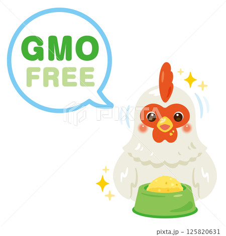 自然由来の飼料を食べるニワトリのイラスト 125820631