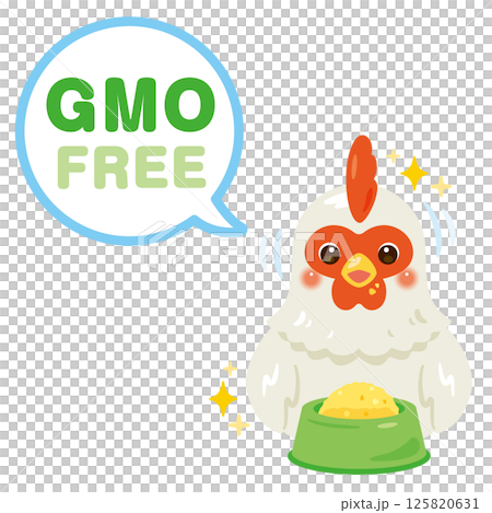 自然由来の飼料を食べるニワトリのイラスト 125820631