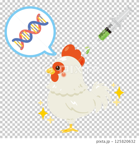 注射器、遺伝子、ニワトリのイラスト 125820632