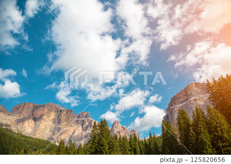 Mountain landscape background.  The dolomites in South Tyrol Italy Europe 125820656
