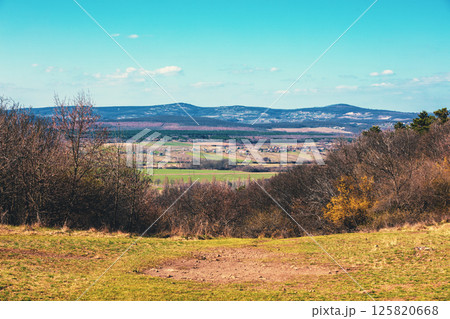 View from above of Tihany peninsula and Balaton lake on a sunny day 125820668