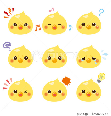 ヒヨコのイラストセット 顔表情のみ ヒヨコのイラストセット 顔表情のみ 125820737