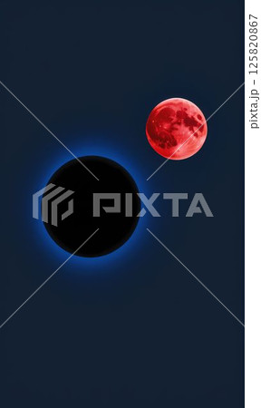 満月と黒い惑星 125820867