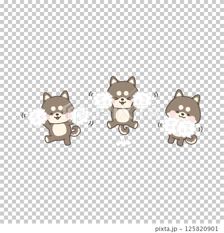 黒い柴犬の白組チアリーダーセット 125820901