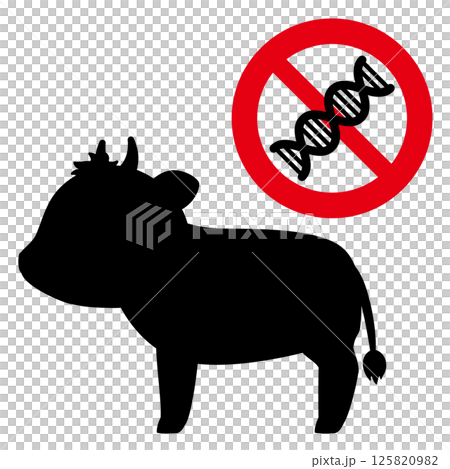 非遺伝子組み換えのウシのシルエットイラスト 125820982