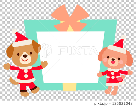 Cute dog Santa Claus Christmas message card Cute dog Santa Claus Christmas message card 125821048