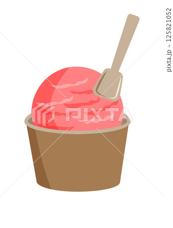 カップに入ったストロベリーアイスクリーム ベクターイラスト カップに入ったストロベリーアイスクリーム ベクターイラスト 125821052