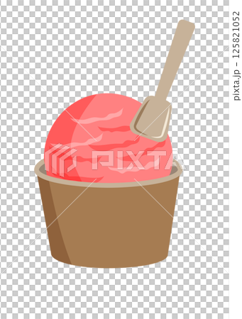 カップに入ったストロベリーアイスクリーム ベクターイラスト カップに入ったストロベリーアイスクリーム ベクターイラスト 125821052
