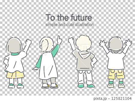 簡單可愛的線條畫，描繪孩子充滿自信地接受挑戰 125821104