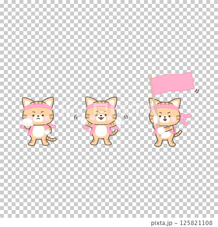 Brown tabby cat pink cheering squad set 125821108