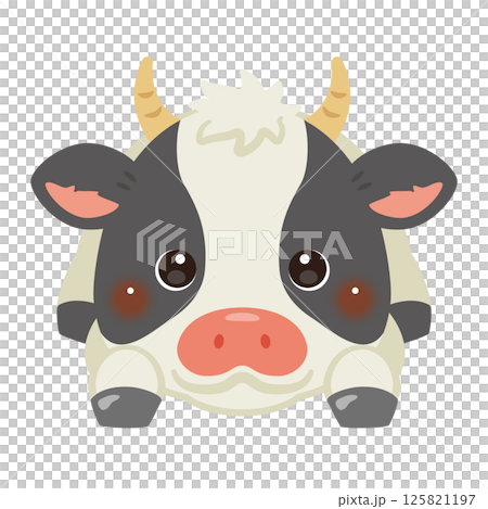 一頭面朝下躺著的牛的插圖 125821197