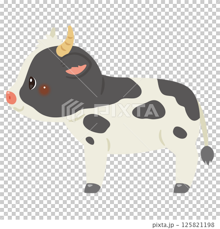 一頭牛的側面插圖 125821198