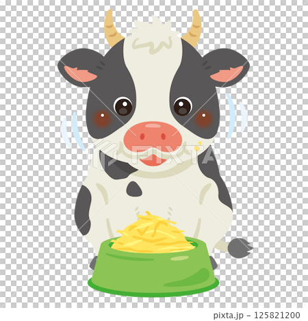 食事中のウシのイラスト 食事中のウシのイラスト 125821200