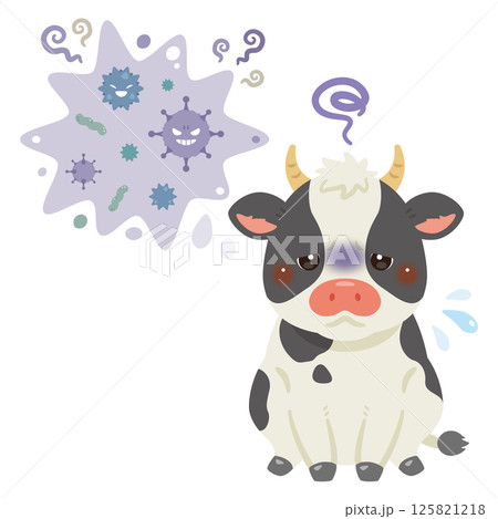 病気になったウシのイラスト 病気になったウシのイラスト 125821218