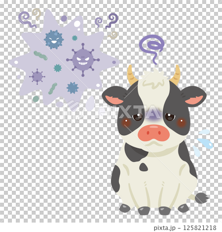 病気になったウシのイラスト 病気になったウシのイラスト 125821218