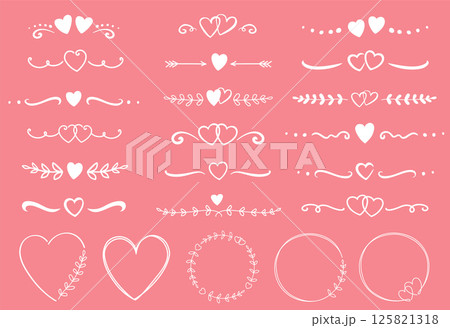 Romantic borders, dividers and frames with hearts and eucalyptus branches 125821318