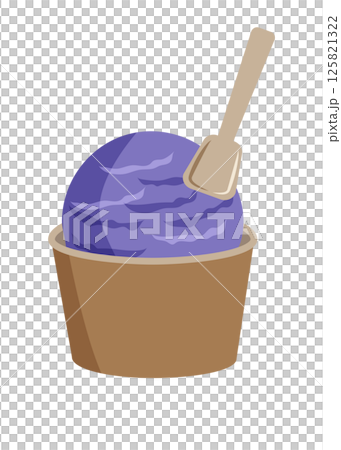 カップに入ったブルーベリーアイスクリーム ベクターイラスト カップに入ったブルーベリーアイスクリーム ベクターイラスト 125821322