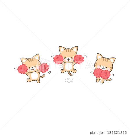茶トラねこの赤組チアリーダーセット 125821836