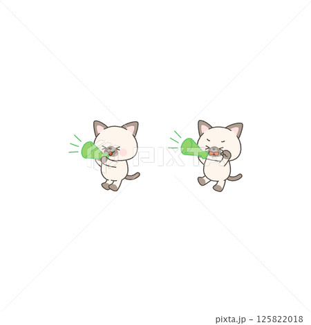 メガホンで応援するシャムねこ　緑組セット 125822018