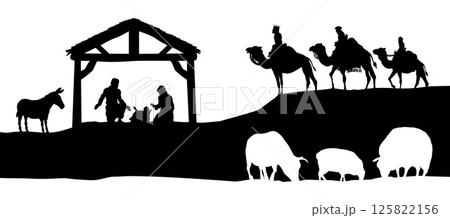 Christmas Nativity Scene Bethlehem Manger Wise Men Christmas Nativity Scene Bethlehem Manger Wise Men 125822156