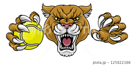 Cougar Panther Mountain Lion Puma Tennis Mascot 125822166