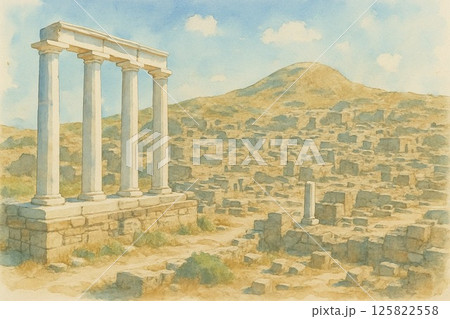 古代遺跡と青空の風景 古代遺跡と青空の風景 125822558