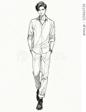 白い背景のファッショナブルスタイルの男性 白い背景のファッショナブルスタイルの男性 125822720