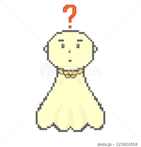 謎マークてるてる坊主_ドット絵(黄色) 125822858