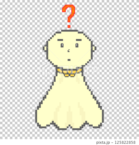 謎マークてるてる坊主_ドット絵(黄色) 125822858