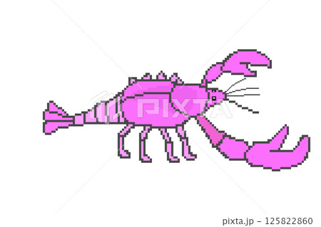 ザリガニ_ドット絵(ピンク) 125822860