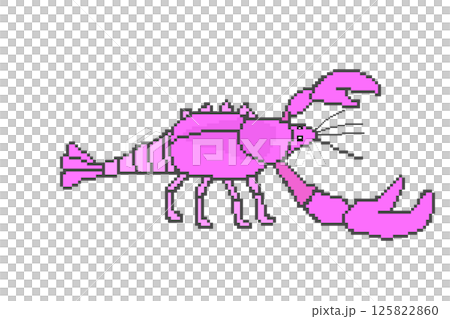 ザリガニ_ドット絵(ピンク) 125822860