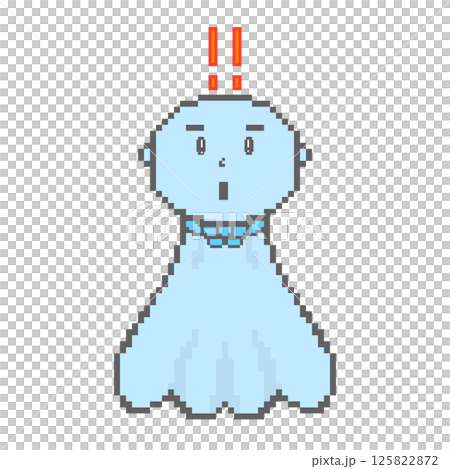驚訝的 Teru Teru Bouzu_Pixel Art（藍色） 125822872