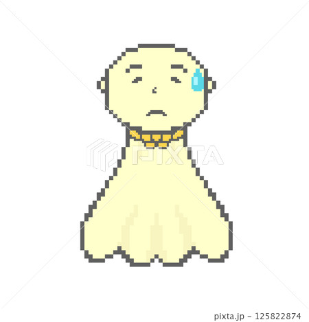 汗をかくてるてる坊主_ドット絵(黄色) 125822874