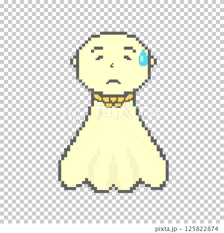 汗をかくてるてる坊主_ドット絵(黄色) 125822874