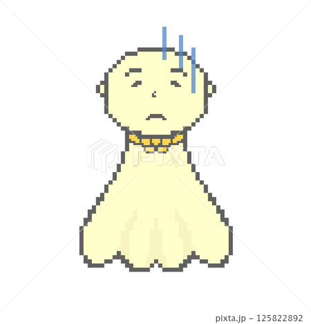 ネガティブなてるてる坊主_ドット絵(黄色) ネガティブなてるてる坊主_ドット絵(黄色) 125822892