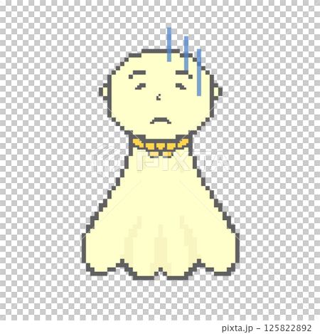ネガティブなてるてる坊主_ドット絵(黄色) ネガティブなてるてる坊主_ドット絵(黄色) 125822892