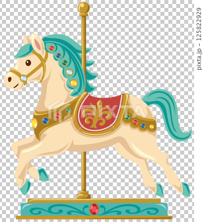 レトロでアンティークな陶器製の馬単体のカルーセルのベクターイラスト 125822929