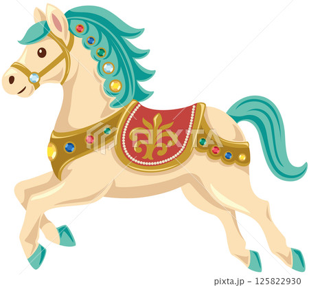 レトロでアンティークな陶器製の馬単体のベクターイラスト レトロでアンティークな陶器製の馬単体のベクターイラスト 125822930
