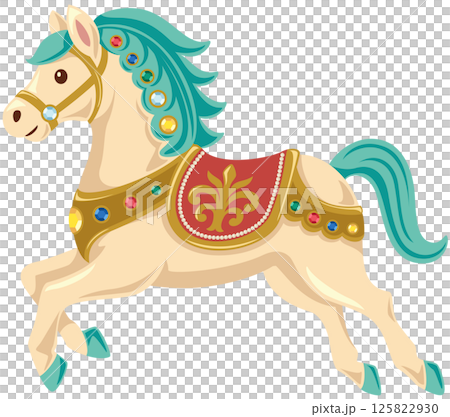 レトロでアンティークな陶器製の馬単体のベクターイラスト レトロでアンティークな陶器製の馬単体のベクターイラスト 125822930