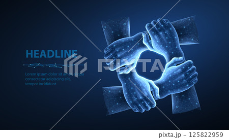 Digital team hands concept. Together network, unity support, community connect. Digital team hands concept. Together network, unity support, community connect. 125822959