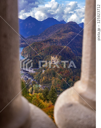 Hohenschwangau Castle View from Neuschwanstein Castle, Fussen, Germany 125823712