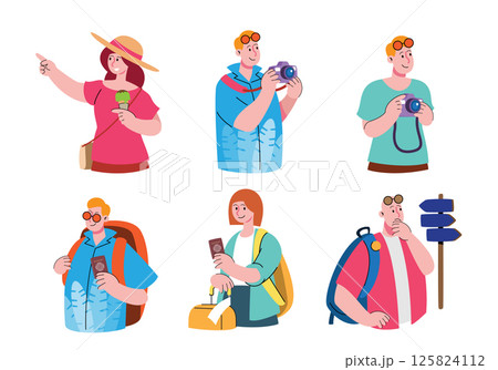 Tourist Character Set Vector illustration 125824112