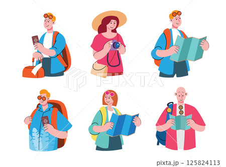 Tourist Character Set Vector illustration Tourist Character Set Vector illustration 125824113