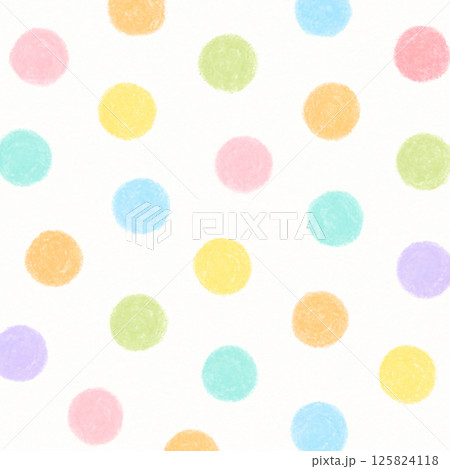 手描き風パステルドット柄の背景｜やさしい色合いのポルカドット模様 125824118