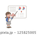 図を使って発表をする女子学生 125825005