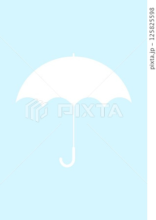 梅雨　シンプル白色の傘イラスト背景素材　ブルー水色ベクター壁紙 125825598
