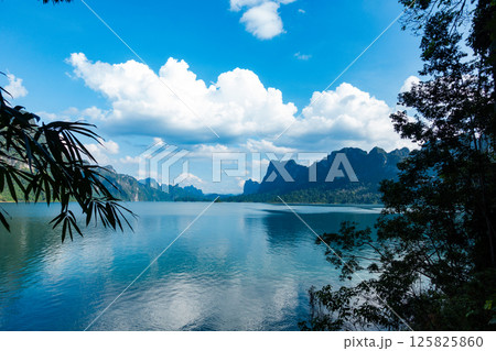 Tropical rainforest Mountain peak in Thailand, Beautiful archipelago islands Thailand Scenic mountains in the lake in Khao Sok National Park, Amazing nature landscape 125825860