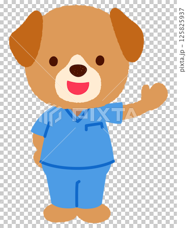 Cute dog doctor A dog doctor wearing scrubs 125825937
